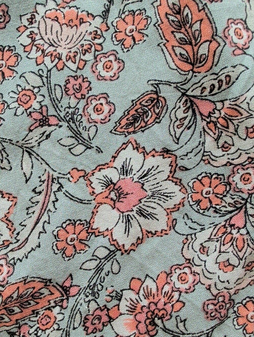 NWT Patrons of Peace Sage Peach Floral Double Slit Tie Waist Maxi Skirt Medium - Picture 6 of 7